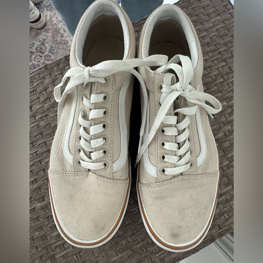 Vans Beige and White Women's Sneakers